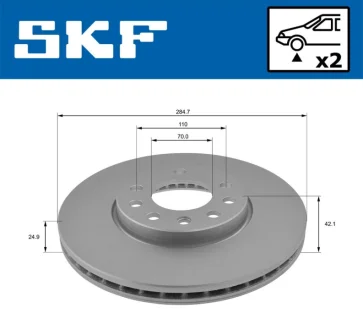 OPEL гальмівний диск передн. Vectra C 02- 1,6-2,2DTI, CADILLAC, FIAT SKF VKBD 80478 V2
