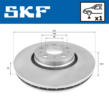 Volvo гальмівний диск передн. XC 90 02 SKF VKBD 80522 V1