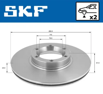 RENAULT гальмівний диск перед Master II 2.5/2.8TD 98 SKF VKBD 80534 V2