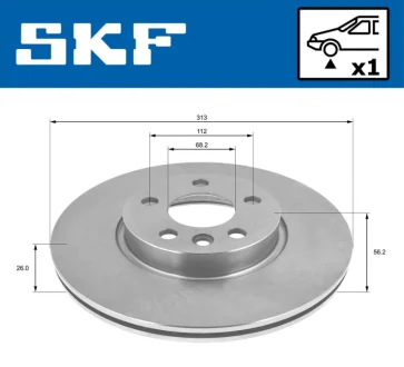 VW гальмівний диск передн. Sharan 97, Transporter 90 SKF VKBD 80557 V1