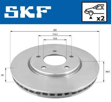 CHRYSLER гальмівний диск передн. VOYAGER III SKF VKBD 80594 V2