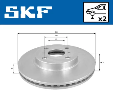 TOYOTA гальмівний диск передній Yaris 06- SKF VKBD 80617 V2