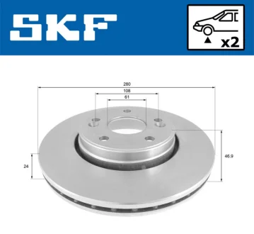 RENAULT гальмівний диск передн. Laguna 01 SKF VKBD 80679 V2