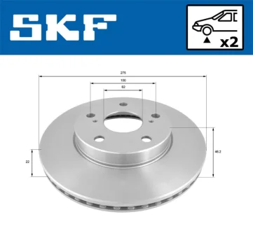 TOYOTA гальмівний диск передн. Auris 07 SKF VKBD 80694 V2