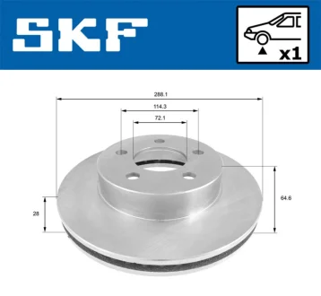 JEEP диск гальмівний задн.Cherokee 01- SKF VKBD 80737 V1