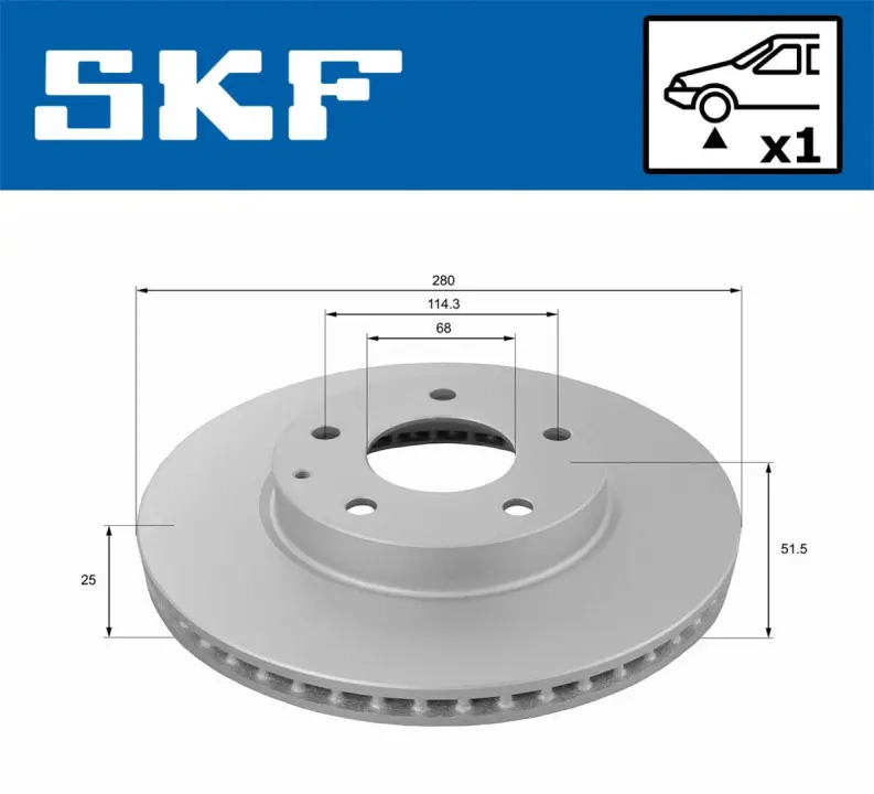 MAZDA гальмівний диск передн. 3 1,5 13 SKF VKBD 80739 V1 (фото 1)