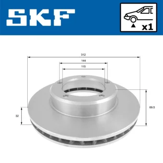 TOYOTA гальмівний диск передн. Land Cruiser 98 - SKF VKBD 80749 V1