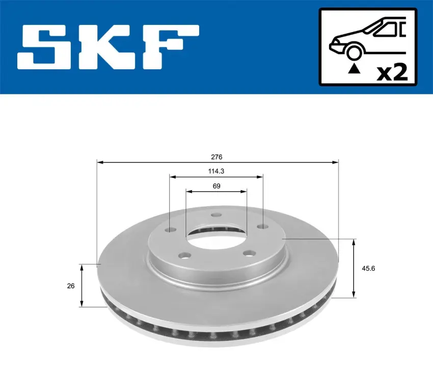 Mitsubishi гальмівний диск передн. Lancer 03 SKF VKBD 80798 V2 (фото 1)