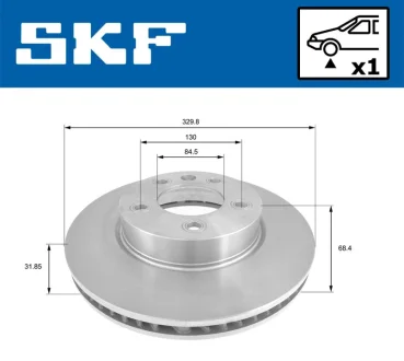 VW гальмівний диск передн прав. Touareg 02 SKF VKBD 81057 V1