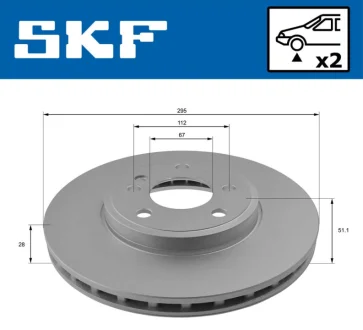 Mercedes гальмівний диск передн. W176 SKF VKBD 81070 V2