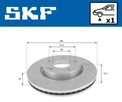 HYUNDAI гальмівний диск перед.Coupe,i30,Tucson,Kia Carens II,III,Cerato,Magentis,Soul,Ceed,Sportage SKF VKBD 81089 V1