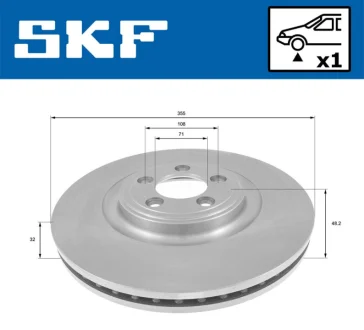 JAGUAR гальмівний диск передн. S-TYPE 02-, F-TYPE 13 SKF VKBD 81105 V1