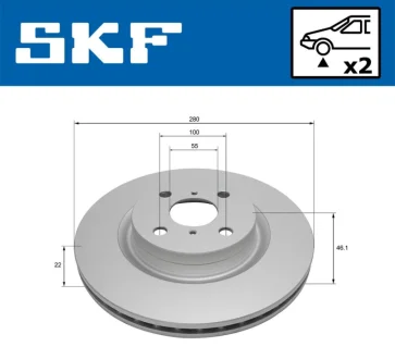 TOYOTA гальмівний диск передн. YARIS -18 SKF VKBD 81308 V2