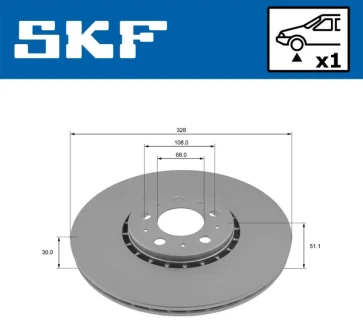VOLVO диск гальм. передн. XC 90 02- SKF VKBD 81329 V1