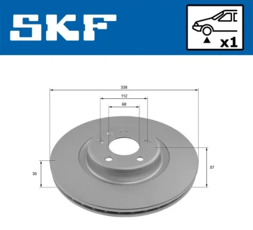 AUDI диск гальм. передн. A4 B9, A5, A7 SKF VKBD 81338 V1