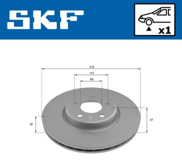 AUDI гальмівний диск передн. A4 Allroad 16- SKF VKBD 81349 V1