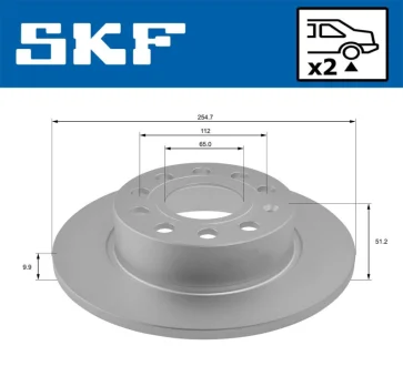AUDI гальмівний диск задн. A3 03- VW Golf V, Caddy SKODA SEAT SKF VKBD 90007 S2