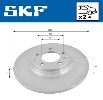 PEUGEOT гальмівний диск задн 407 04- SKF VKBD 90022 S2