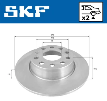 AUDI диск гальмівний задн. A3 08- VW Golf VI 08-, Caddy SKODA SEAT (272*9,7) SKF VKBD 90041 S2