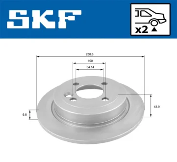 BMW диск гальмівний задн.Mini Coper,One 01- SKF VKBD 90050 S2