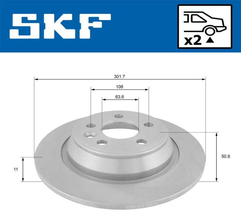 FORD гальмівний диск задн. Mondeo 07- S-Max 06 SKF VKBD 90132 S2 (фото 1)