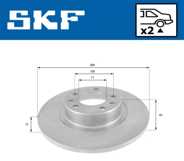 Диск гальм. задн. PEUGEOT 508 SKF VKBD 90158 S2