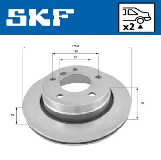 BMW Диск гальмівний задн. (вентил.) E36/46 SKF VKBD 90192 V2