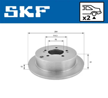 HYUNDAI гальмівний диск задн.Santa Fe 2.0, 2.4, 00-,Tucson SKF VKBD 90249 S2