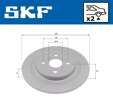 TOYOTA гальмівний диск задн.Yaris 05 SKF VKBD 90260 S2