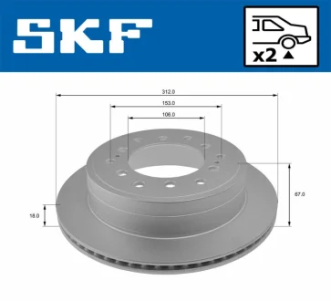 TOYOTA диск гальм. задн. Land Cruiser 04- SKF VKBD 90272 V2