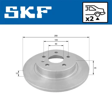 OPEL диск гальм. задн.Astra J,Chevrolet Cruze SKF VKBD 90298 S2