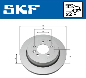 LANDROVER гальмівний диск задн.Discovery 04 SKF VKBD 90316 V2