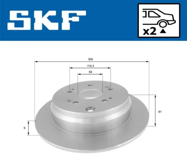 HONDA гальмівний диск задній CR-V SKF VKBD 90325 S2
