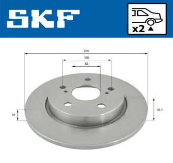 TOYOTA гальмівний диск задн. Auris 07 SKF VKBD 90330 S2