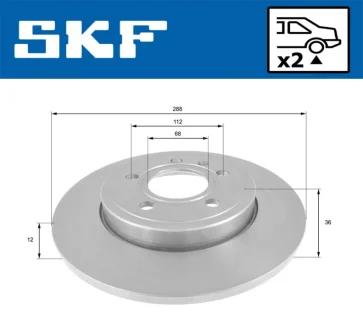 AUDI диск гальмівний задній A4 00- SKF VKBD 90350 S2