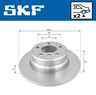BMW гальмівний диск задн.X5 E53 SKF VKBD 90362 S2