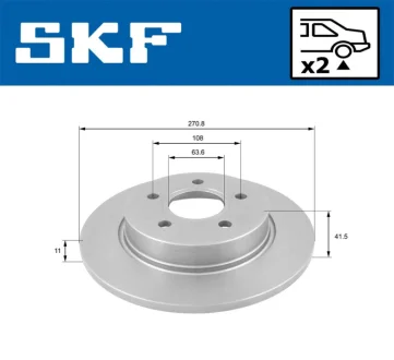 FORD гальмівний диск задн Focus 10 SKF VKBD 90364 S2