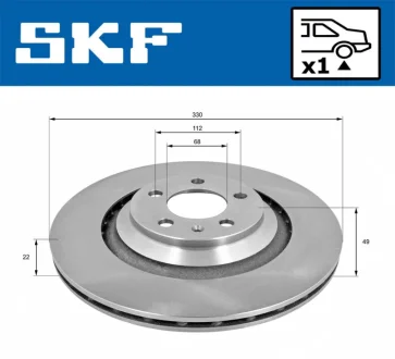 AUDI диск гальмівний задній A6 04 SKF VKBD 90371 V1