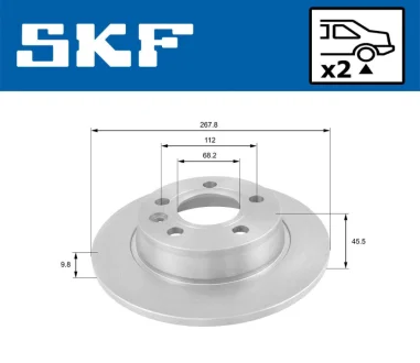 VW гальмівний диск задн Sharan,Seat Alhambra,Ford Galaxy SKF VKBD 90378 S2