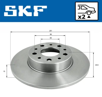 FIAT гальмівний диск задн. 500L 12 SKF VKBD 90392 S2