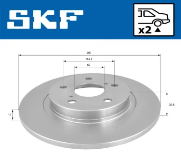 TOYOTA гальмівний диск задн.Avensis 09 SKF VKBD 90395 S2