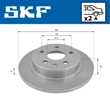 OPEL гальмівний диск задн."16" Insignia 08 SKF VKBD 90401 S2