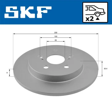 TOYOTA гальмівний диск задн.Prius,Verso S,Lexus CT 200h 09 SKF VKBD 90435 S2