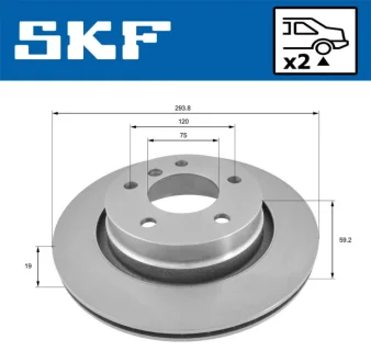 BMW диск гальмівний задн. (вентил.) E46 SKF VKBD 90447 V2