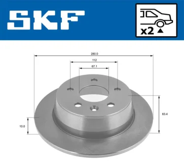Mercedes гальмівний диск задн.Vito 108D/110D/113 96-03 SKF VKBD 90454 S2