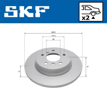 NISSAN гальмівний диск задн.Qashqai 13- SKF VKBD 90457 S2