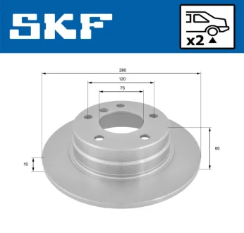 B MW гальмівний диск задн. E36/46 1.6/2.5 SKF VKBD 90466 S2