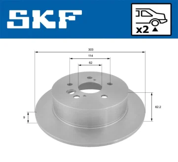 TOYOTA гальмівний диск задн.Rav 4 II 00 SKF VKBD 90473 S2