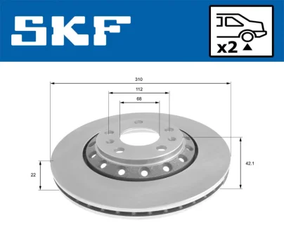AUDI гальмівний диск задній A8 SKF VKBD 90486 V2