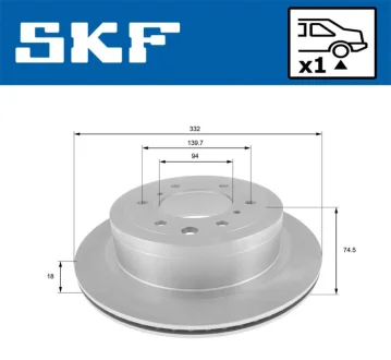 MITSUBISHI диск гальмівний задн.Pajero IV 07- SKF VKBD 90502 V1
